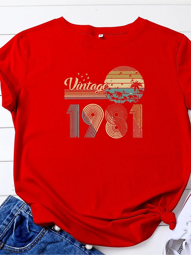 40th Birthday Gifts Women Vintage 1981 Shirt 40 Years Of Being Awesome T-shirt Original Parts Tee Retro Birthday Party Tops(gray2-s) 4 40th Birthday Gifts Women Vintage 1981 Shirt 40 Years Of Being Awesome T-shirt Original Parts Tee Retro Birthday Party Tops(gray2-s) - Image 4