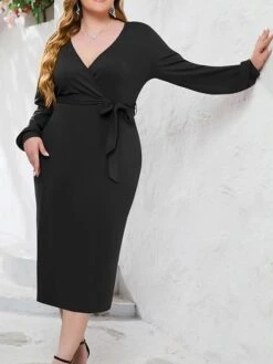 Women's Plus Size Party Dress Cocktail Dress Wedding Guest Dress Midi Dress Black Wine Blue Long Sleeve Pure Color Lace Up Spring Fall Winter V Neck Fashion Winter Dress Wedding Guest Birthday 2023 38 Women's Plus Size Party Dress Cocktail Dress Wedding Guest Dress Midi Dress Black Wine Blue Long Sleeve Pure Color Lace Up Spring Fall Winter V Neck Fashion Winter Dress Wedding Guest Birthday 2023 -Cheap Plus Fit Dress Store mcdrdd1691738735194