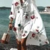 Women's Shirt Dress Casual Dress Swing Dress Mini Dress Outdoor Daily Vacation Polyester Fashion Casual Shirt Collar Button Print Long Sleeve Summer Spring Fall 2023 Loose Fit White Pink Blue Floral