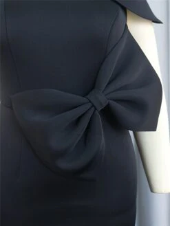 Women‘s Plus Size Curve Prom Dress Party Dress Wedding Guest Dress Long Dress Maxi Dress Black Sleeveless Pure Color Bow Summer Spring Fall One Shoulder Fashion Evening Party Vacation 2023 -Cheap Plus Fit Dress Store mdmbdl1691464462972