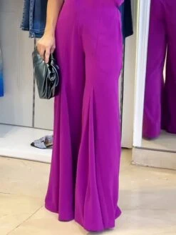 Women's Jumpsuit Pleated Solid Color Halter Elegant Business Going Out Wide Leg Loose Fit Sleeveless Sleeveless Purple S M L Summer -Cheap Plus Fit Dress Store mgqltf1683533314136