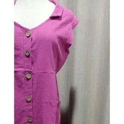 Women's Cotton Linen Dress Casual Dress Maxi Long Dress Cotton And Linen Casual Daily Vacation V Neck Button Pocket Sleeveless Summer Spring 2023 Regular Fit Black Red Blue Pure Color S M L XL XXL -Cheap Plus Fit Dress Store mhgfhj1693305074149