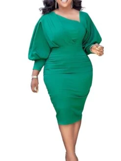Women‘s Plus Size Curve Holiday Dress Solid Color V Neck Ruched Long Sleeve Fall Winter Work Knee Length Dress Work Weekend Dress 12 Women‘s Plus Size Curve Holiday Dress Solid Color V Neck Ruched Long Sleeve Fall Winter Work Knee Length Dress Work Weekend Dress -Cheap Plus Fit Dress Store mhkony1647508311529