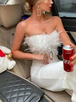 White Jumpsuit For Women Sexy Party Elegant Evening Party High Waist Solid Color Backless Office Strapless Long Romper -Cheap Plus Fit Dress Store mhsoqa1630484781333