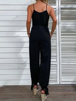Women's Jumpsuit Backless Pocket Solid Color V Neck Streetwear Street Daily Regular Fit Sleeveless Black S M L Summer 21 Women's Jumpsuit Backless Pocket Solid Color V Neck Streetwear Street Daily Regular Fit Sleeveless Black S M L Summer -Cheap Plus Fit Dress Store mjesdf1686822905638