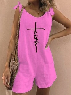 Jumpsuits For Women Summer Romper Print Print Crew Neck Holiday Vacation Weekend Baggy Shorts Loose Fit Strap Sleeveless White Light Green Pink S M L 10 Jumpsuits For Women Summer Romper Print Print Crew Neck Holiday Vacation Weekend Baggy Shorts Loose Fit Strap Sleeveless White Light Green Pink S M L -Cheap Plus Fit Dress Store mjhnry1683080289246