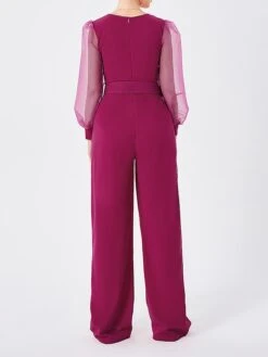 Women's Jumpsuit Mesh High Waist Solid Color V Neck Streetwear Street Daily Regular Fit Long Sleeve Black Fuchsia S M L Fall -Cheap Plus Fit Dress Store mkdqkh1693274261463