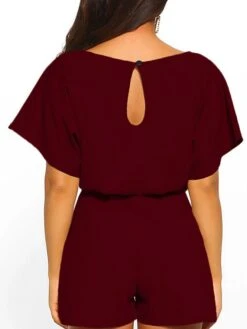 Black Jumpsuit For Women Romper Lace Up Print Solid Color Crew Neck Casual Daily Vacation Regular Fit Short Sleeve Black Wine Blue S M L Spring -Cheap Plus Fit Dress Store mlfkwm1675736275784