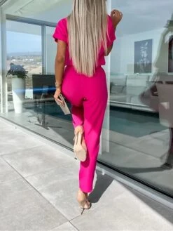 Women's Jumpsuits Casual Summer Lace Up High Waist Solid Color Crew Neck Business Office Work Loose Fit Short Sleeve Black Pink Fuchsia S M L 36 Women's Jumpsuits Casual Summer Lace Up High Waist Solid Color Crew Neck Business Office Work Loose Fit Short Sleeve Black Pink Fuchsia S M L -Cheap Plus Fit Dress Store mlfqbc1681730548123