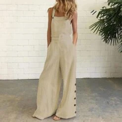 White Jumpsuits For Women Rompers Bib Slacks Wide Leg Full Length Pants Weekend Yoga Micro-elastic Plain Comfort Mid Waist Loose White Black Gray Khaki Navy Blue S M L XL XXL -Cheap Plus Fit Dress Store mmbwyv1667266974373