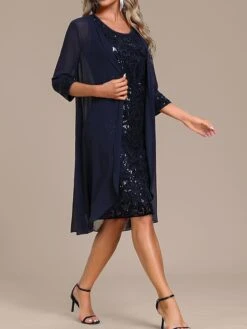 Women's Two Piece Dress Set Lace Dress Daily Vacation Fashion Mature Mesh Sequin Midi Dress Crew Neck Long Sleeve Plain Regular Fit Navy Blue Spring Fall S M L XL XXL 9 Women's Two Piece Dress Set Lace Dress Daily Vacation Fashion Mature Mesh Sequin Midi Dress Crew Neck Long Sleeve Plain Regular Fit Navy Blue Spring Fall S M L XL XXL -Cheap Plus Fit Dress Store mokrda1695638350878