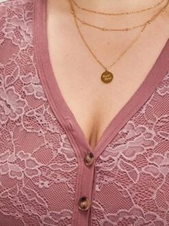 Women‘s Plus Size Curve Party Dress Cocktail Dress Wedding Guest Dress Midi Dress Pink Long Sleeve Color Block Lace Spring Fall Winter V Neck Fashion Birthday Wedding Guest Vacation 2023 XL XXL 3XL -Cheap Plus Fit Dress Store mubnst1692164932110