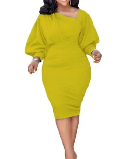 Women‘s Plus Size Curve Holiday Dress Solid Color V Neck Ruched Long Sleeve Fall Winter Work Knee Length Dress Work Weekend Dress 14 Women‘s Plus Size Curve Holiday Dress Solid Color V Neck Ruched Long Sleeve Fall Winter Work Knee Length Dress Work Weekend Dress -Cheap Plus Fit Dress Store mvocab1647508312043