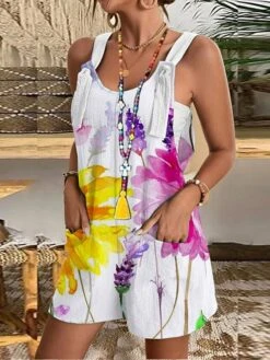 Women's Overall Pocket Print Print U Neck Holiday Daily Vacation Straight Regular Fit Sleeveless Sleeveless White Yellow Pink S M L Summer 14 Women's Overall Pocket Print Print U Neck Holiday Daily Vacation Straight Regular Fit Sleeveless Sleeveless White Yellow Pink S M L Summer -Cheap Plus Fit Dress Store mwyhxn1685674664049