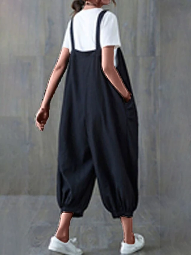 Women's Overall Bib Utility High Waist Solid Color Streetwear Daily Vacation Casual Loose Fit Sleeveless Black Army Green L XL XXL Summer Fall 8 Women's Overall Bib Utility High Waist Solid Color Streetwear Daily Vacation Casual Loose Fit Sleeveless Black Army Green L XL XXL Summer Fall - Image 8