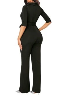 Women's Jumpsuit Solid Color Stand Collar Basic Office Street Regular Fit 3/4 Length Sleeve Wine Army Green Brown S M L Spring -Cheap Plus Fit Dress Store nahyff1640254121207