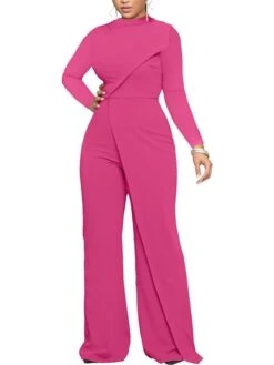 Women‘s Jumpsuit High Waist Solid Color Round Neck Pink Fall Winter Streetwear Wedding Street Regular Fit Long Sleeve Black Fuchsia S M L 16 Women‘s Jumpsuit High Waist Solid Color Round Neck Pink Fall Winter Streetwear Wedding Street Regular Fit Long Sleeve Black Fuchsia S M L -Cheap Plus Fit Dress Store nbbyja1663731278613