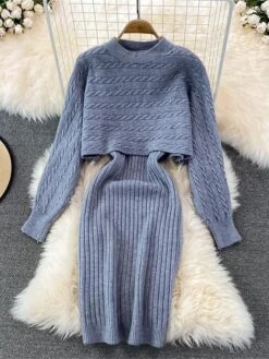 Women's Two Piece Dress Set Casual Dress Sheath Dress Outdoor Daily Fashion Streetwear Ruched Midi Dress Crew Neck Long Sleeve Plain Loose Fit Black White Wine Fall Winter One-Size 31 Women's Two Piece Dress Set Casual Dress Sheath Dress Outdoor Daily Fashion Streetwear Ruched Midi Dress Crew Neck Long Sleeve Plain Loose Fit Black White Wine Fall Winter One-Size -Cheap Plus Fit Dress Store ncyxvq1694057146900