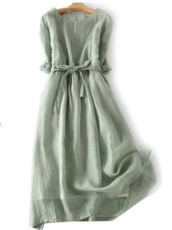 Women's Casual Dress A Line Dress Midi Dress Polyester Fashion Daily Outdoor Daily Vacation Crew Neck Ruched Tie Belt Long Sleeve Fall Winter Autumn 2023 Loose Fit Yellow Pink Purple Plain M L XL 2XL -Cheap Plus Fit Dress Store ndbkcr1693904172402