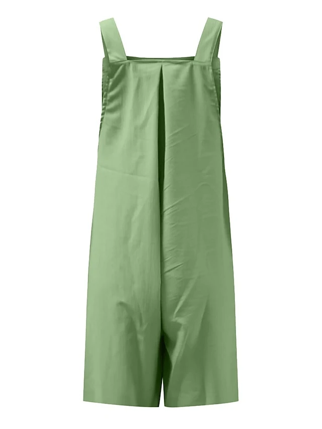 Jumpsuits For Women Summer Overall Bib Pocket Solid Color Square Neck Basic Daily Vacation Regular Fit Sleeveless Black Yellow Pink S M L 5 Jumpsuits For Women Summer Overall Bib Pocket Solid Color Square Neck Basic Daily Vacation Regular Fit Sleeveless Black Yellow Pink S M L - Image 5