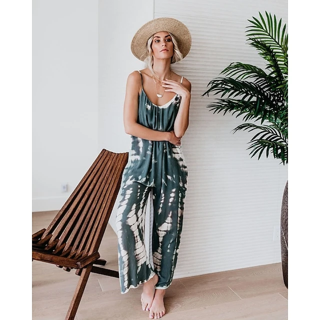 Jumpsuits For Women Fall Tie Dye V Neck Pink Fall Winter Basic Casual Daily Wide Leg Loose Strap Sleeveless Blue Black Gray S M L 6 Jumpsuits For Women Fall Tie Dye V Neck Pink Fall Winter Basic Casual Daily Wide Leg Loose Strap Sleeveless Blue Black Gray S M L - Image 6
