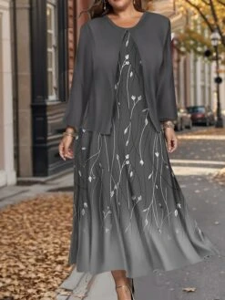 Women's Plus Size Two Piece Dress Set Casual Dress Swing Dress Outdoor Office Fashion Streetwear Print Midi Dress Crew Neck Long Sleeve Floral Ombre Regular Fit Wine Blue Green Fall Winter L XL XXL 19 Women's Plus Size Two Piece Dress Set Casual Dress Swing Dress Outdoor Office Fashion Streetwear Print Midi Dress Crew Neck Long Sleeve Floral Ombre Regular Fit Wine Blue Green Fall Winter L XL XXL -Cheap Plus Fit Dress Store nfmdbq1697784868203