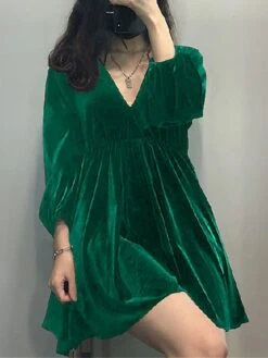Women's Plus Size Curve Casual Dress Velvet Dress Winter Dress Solid Color Mini Dress Long Sleeve Ruched V Neck Fashion Outdoor Black Red Fall Winter L XL XXL 3XL 4XL 11 Women's Plus Size Curve Casual Dress Velvet Dress Winter Dress Solid Color Mini Dress Long Sleeve Ruched V Neck Fashion Outdoor Black Red Fall Winter L XL XXL 3XL 4XL -Cheap Plus Fit Dress Store ngfvsb1693992759311