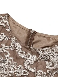 Women's Jumpsuit Lace Solid Color Round Neck Elegant Wedding Party Straight Regular Fit 3/4 Length Sleeve Brown S M L Spring Cold Weather -Cheap Plus Fit Dress Store nggrcr1662455869758