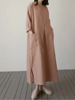 Women's Casual Dress Cotton Linen Dress Maxi Long Dress Linen / Cotton Blend Basic Classic Outdoor Daily Vacation Crew Neck Pocket Split 3/4 Length Sleeve Spring Fall Autumn 2023 Loose Fit Red Apricot 19 Women's Casual Dress Cotton Linen Dress Maxi Long Dress Linen / Cotton Blend Basic Classic Outdoor Daily Vacation Crew Neck Pocket Split 3/4 Length Sleeve Spring Fall Autumn 2023 Loose Fit Red Apricot -Cheap Plus Fit Dress Store nhgcbq1692872460982