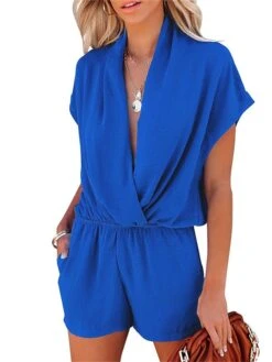 Women's Romper High Waist Solid Color Deep V Streetwear Daily Vacation Loose Fit Short Sleeve Black Red Blue S M L Spring 7 Women's Romper High Waist Solid Color Deep V Streetwear Daily Vacation Loose Fit Short Sleeve Black Red Blue S M L Spring -Cheap Plus Fit Dress Store nielne1676959986928