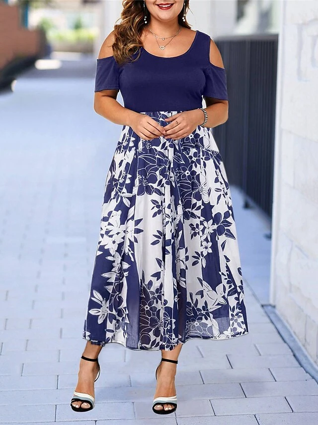 Women‘s Plus Size Curve Casual Dress Skater Dress A Line Dress Floral Long Dress Maxi Dress Short Sleeve Hollow Out Print Crew Neck Fashion Outdoor Black Wine Summer Spring L XL XXL 3XL 4XL 1 Women‘s Plus Size Curve Casual Dress Skater Dress A Line Dress Floral Long Dress Maxi Dress Short Sleeve Hollow Out Print Crew Neck Fashion Outdoor Black Wine Summer Spring L XL XXL 3XL 4XL