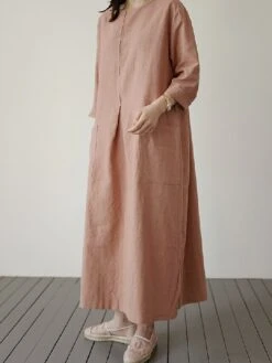 Women's Casual Dress Cotton Linen Dress Maxi Long Dress Linen / Cotton Blend Basic Classic Outdoor Daily Vacation Crew Neck Pocket Split 3/4 Length Sleeve Spring Fall Autumn 2023 Loose Fit Red Apricot 25 Women's Casual Dress Cotton Linen Dress Maxi Long Dress Linen / Cotton Blend Basic Classic Outdoor Daily Vacation Crew Neck Pocket Split 3/4 Length Sleeve Spring Fall Autumn 2023 Loose Fit Red Apricot -Cheap Plus Fit Dress Store nkvfvf1692872466791