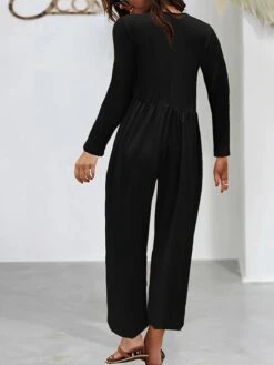 Women's Jumpsuit Pocket High Waist Solid Color Crew Neck Streetwear Street Daily Regular Fit Long Sleeve Black Yellow Red S M L Fall -Cheap Plus Fit Dress Store nlxtan1692269099312