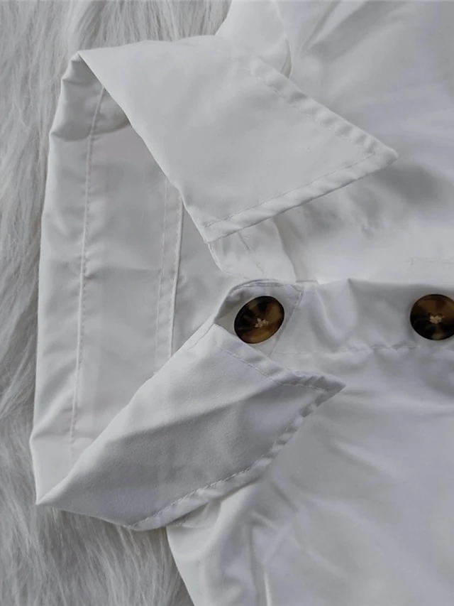 Women's Romper Button Shirt Collar Streetwear Street Regular Fit White S M L Summer 5 Women's Romper Button Shirt Collar Streetwear Street Regular Fit White S M L Summer - Image 5