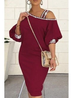 Women‘s Plus Size Curve Work Dress Pure Color Spaghetti Straps 3/4 Length Sleeve Spring Fall Stylish Elegant Midi Dress Formal Work Dress 7 Women‘s Plus Size Curve Work Dress Pure Color Spaghetti Straps 3/4 Length Sleeve Spring Fall Stylish Elegant Midi Dress Formal Work Dress -Cheap Plus Fit Dress Store nmxbot1680074212157
