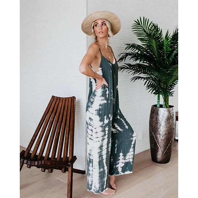 Jumpsuits For Women Fall Tie Dye V Neck Pink Fall Winter Basic Casual Daily Wide Leg Loose Strap Sleeveless Blue Black Gray S M L 8 Jumpsuits For Women Fall Tie Dye V Neck Pink Fall Winter Basic Casual Daily Wide Leg Loose Strap Sleeveless Blue Black Gray S M L - Image 8