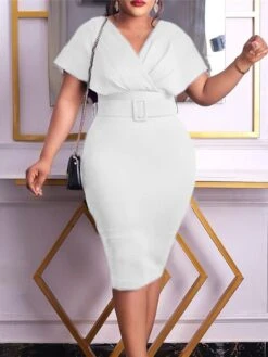 Women‘s Plus Size Curve Easter Dress Work Dress Solid Color V Neck Short Sleeve Spring Dress Fall Work Formal Knee Length Dress Date Vacation Dress 16 Women‘s Plus Size Curve Easter Dress Work Dress Solid Color V Neck Short Sleeve Spring Dress Fall Work Formal Knee Length Dress Date Vacation Dress -Cheap Plus Fit Dress Store nphsbz1661334435764