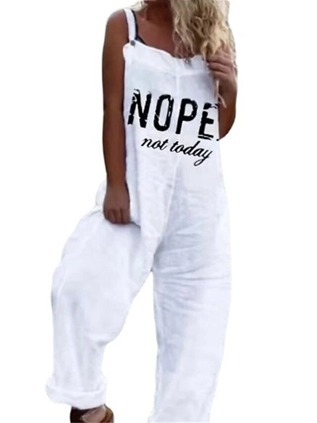 White Jumpsuits For Women Casual Utility Lace Up Print Letter Square Neck Streetwear Daily Regular Fit Spaghetti Strap S M L Fall Spring Summer 1 White Jumpsuits For Women Casual Utility Lace Up Print Letter Square Neck Streetwear Daily Regular Fit Spaghetti Strap S M L Fall Spring Summer