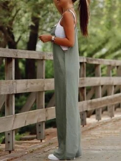 Women's Jumpsuits Utility Casual Summer Backless Pocket Solid Color Crew Neck Streetwear Daily Vacation Regular Fit Strap Black Army Green Red S M L -Cheap Plus Fit Dress Store npyqhm1676008034402