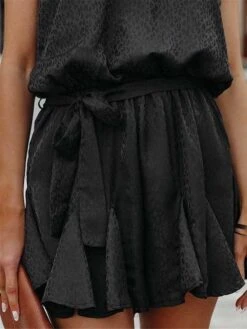 Women's Romper Ruffle Solid Color Halter Holiday Street Daily Regular Fit Sleeveless Black Red Apricot S M L Summer -Cheap Plus Fit Dress Store nqlojr1678857273256