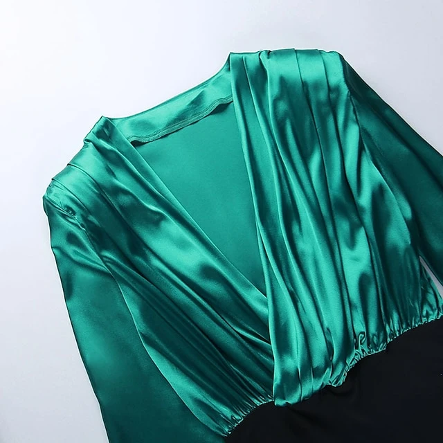 Women's Bodysuit Solid Color Deep V Basic Street Going Out Regular Fit Long Sleeve Green Fuchsia Black S M L Spring 5 Women's Bodysuit Solid Color Deep V Basic Street Going Out Regular Fit Long Sleeve Green Fuchsia Black S M L Spring - Image 5