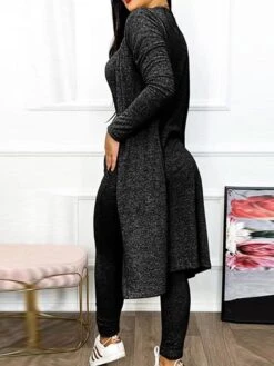 Women's Jumpsuit Pocket Drawstring Solid Color U Neck Streetwear Home Street Regular Fit Long Sleeve Black Navy Blue Green S M L Fall -Cheap Plus Fit Dress Store ntatqy1692787211155