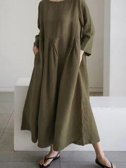 Women's Casual Dress Cotton Dress Swing Dress Maxi Long Dress Cotton Casual Outdoor Winter Dress Holiday Crew Neck Ruched Pocket Long Sleeve Summer Spring Fall 2023 Loose Fit Black Dark Green Brown 16 Women's Casual Dress Cotton Dress Swing Dress Maxi Long Dress Cotton Casual Outdoor Winter Dress Holiday Crew Neck Ruched Pocket Long Sleeve Summer Spring Fall 2023 Loose Fit Black Dark Green Brown -Cheap Plus Fit Dress Store ntrvwh1655365505012