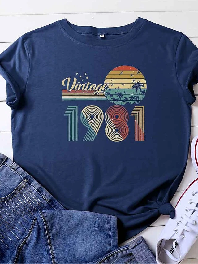 40th Birthday Gifts Women Vintage 1981 Shirt 40 Years Of Being Awesome T-shirt Original Parts Tee Retro Birthday Party Tops(gray2-s) 6 40th Birthday Gifts Women Vintage 1981 Shirt 40 Years Of Being Awesome T-shirt Original Parts Tee Retro Birthday Party Tops(gray2-s) - Image 6