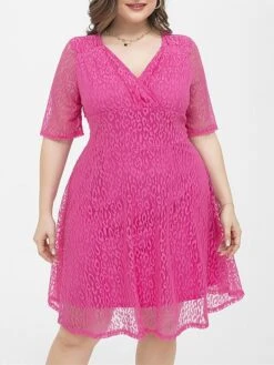 Women's Plus Size Curve Party Dress Lace Dress Cocktail Dress Midi Dress Fuchsia Half Sleeve Pure Color Lace Summer Spring Fall V Neck Fashion Birthday Wedding Guest Vacation 2023 XL XXL 3XL 4XL 16 Women's Plus Size Curve Party Dress Lace Dress Cocktail Dress Midi Dress Fuchsia Half Sleeve Pure Color Lace Summer Spring Fall V Neck Fashion Birthday Wedding Guest Vacation 2023 XL XXL 3XL 4XL -Cheap Plus Fit Dress Store nxostc1692157191419