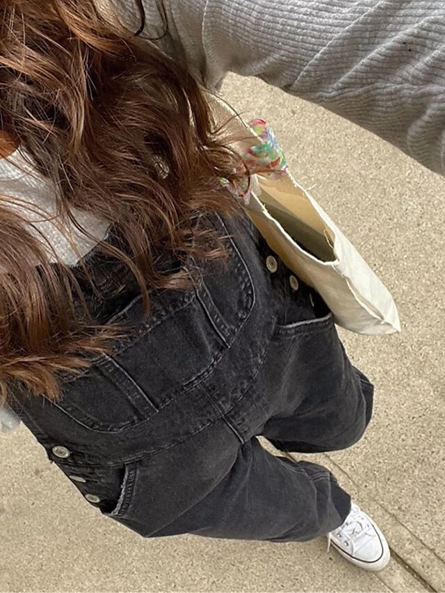 Women‘s Overall Button Pocket Solid Color SDenim Quare Neck Streetwear Daily Vacation Regular Fit Sleeveless Black M L XL Summer 4 Women‘s Overall Button Pocket Solid Color SDenim Quare Neck Streetwear Daily Vacation Regular Fit Sleeveless Black M L XL Summer - Image 4