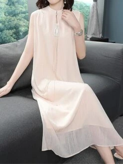 Women's Two Piece Dress Set Casual Dress Chiffon Dress Daily Holiday Fashion Streetwear Layered Midi Dress Stand Collar 3/4 Length Sleeve Plain Regular Fit White Beige Fall Winter M L XL XXL 3XL 8 Women's Two Piece Dress Set Casual Dress Chiffon Dress Daily Holiday Fashion Streetwear Layered Midi Dress Stand Collar 3/4 Length Sleeve Plain Regular Fit White Beige Fall Winter M L XL XXL 3XL -Cheap Plus Fit Dress Store nzardp1697524672301