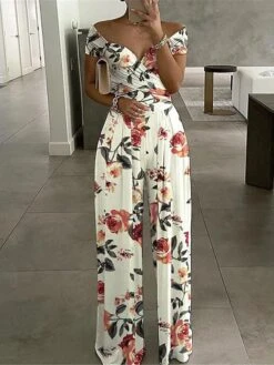 Women's Jumpsuitfor Special Occasions Backless High Waist Floral Off Shoulder Streetwear Office Street Regular Fit Short Sleeve Black White Red S M L Summer 6 Women's Jumpsuitfor Special Occasions Backless High Waist Floral Off Shoulder Streetwear Office Street Regular Fit Short Sleeve Black White Red S M L Summer -Cheap Plus Fit Dress Store nzuwxl1677650518561