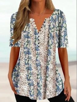 Women's T Shirt Tee Pink Red Beige Color Block Button Print Short Sleeve Daily Weekend Tunic Basic Round Neck Regular Fit Painting 7 Women's T Shirt Tee Pink Red Beige Color Block Button Print Short Sleeve Daily Weekend Tunic Basic Round Neck Regular Fit Painting -Cheap Plus Fit Dress Store nzzwso1682077579827