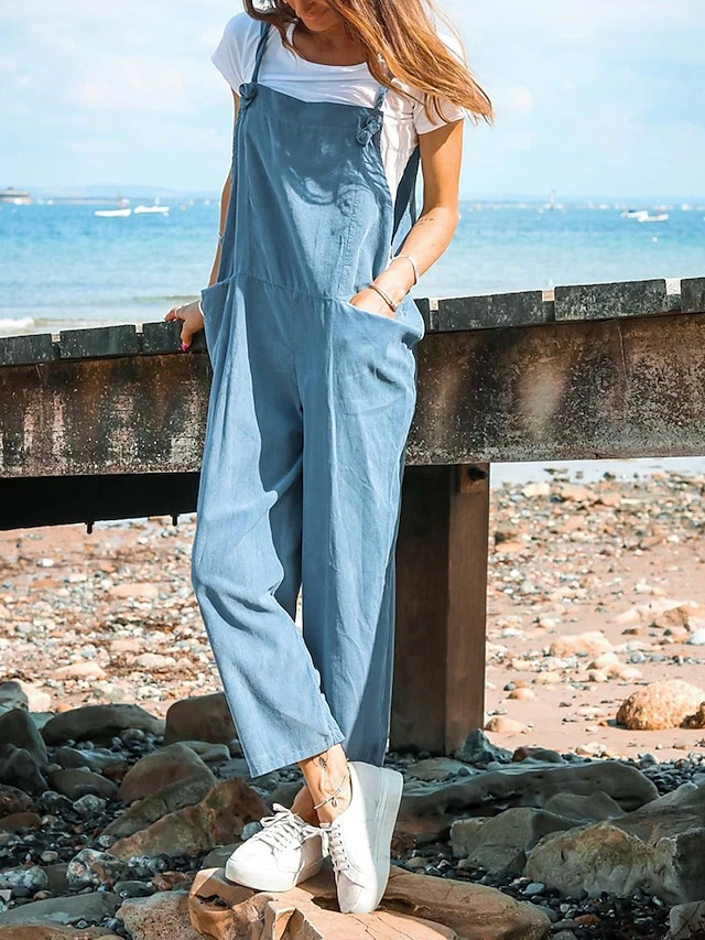 Women's Overall Utility Patch Pocket Solid Color Square Neck Streetwear Street Daily Regular Fit Sleeveless Pink Army Green Blue S M L Summer Fall 13 Women's Overall Utility Patch Pocket Solid Color Square Neck Streetwear Street Daily Regular Fit Sleeveless Pink Army Green Blue S M L Summer Fall - Image 13